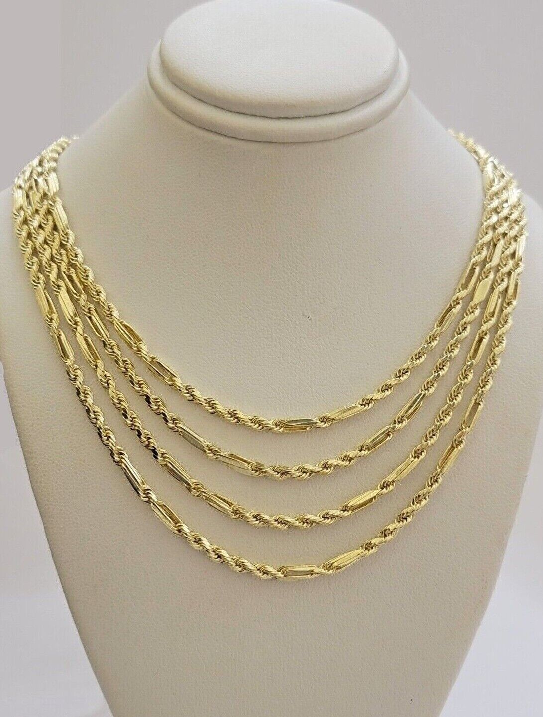 Real 10k Yellow Gold Milano Rope Chain Necklace 18" - 24"Inches 3mm 10kt Men Women - GoldenlinQ